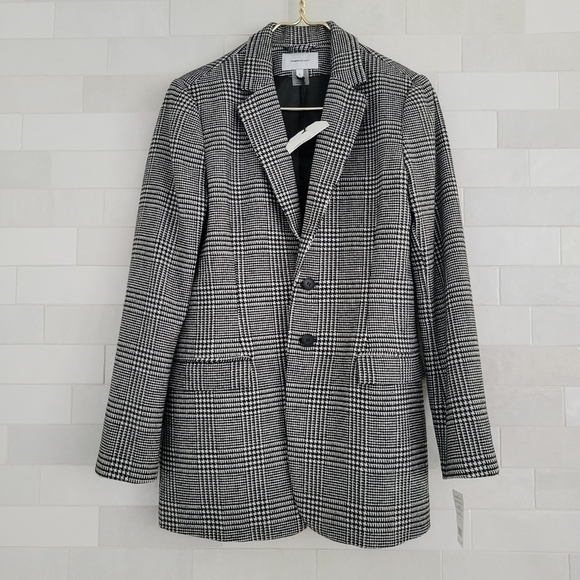 NWT Current/Elliott Calla Blazer Jacket Black White Houndstooth 2-Button Size 2 - Picture 2 of 10